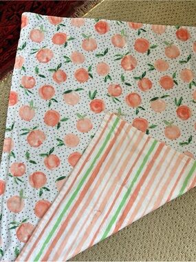 S.L. Home Fashions Warm Nights Peach Print Baby Blanket  Soft Reversible Lovey